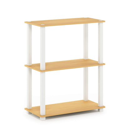 Furinno TURN-S-TUBE Storage Shelves, 3-Tier Book Shelf, Corner Shelf, Toolless Open Shelves, for