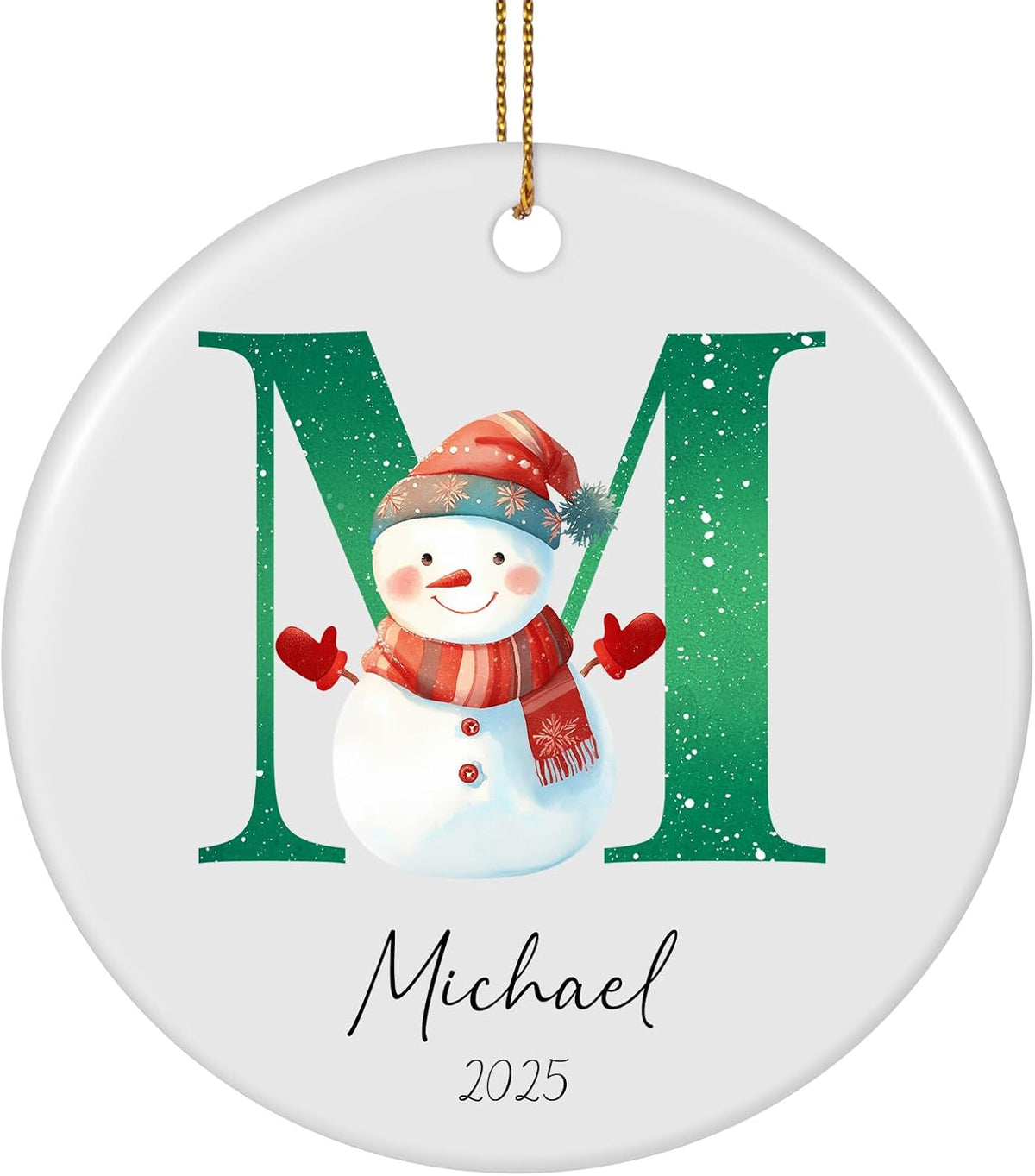 Personalized Christmas Ornaments 2025 Ceramic Custom Name Date Initial A-Z Monogram Christmas