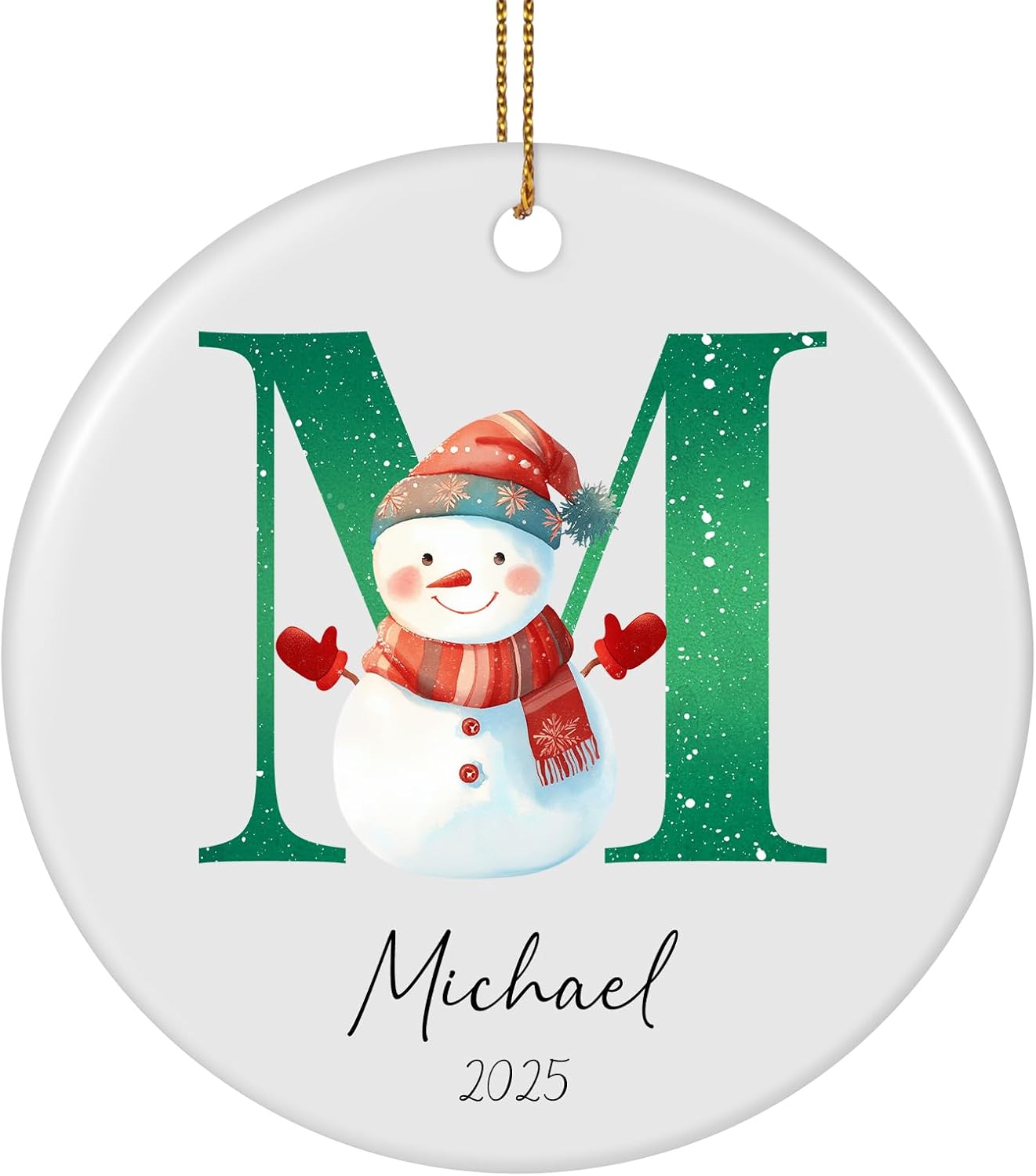 Personalized Christmas Ornaments 2025 Ceramic Custom Name Date Initial A-Z Monogram Christmas