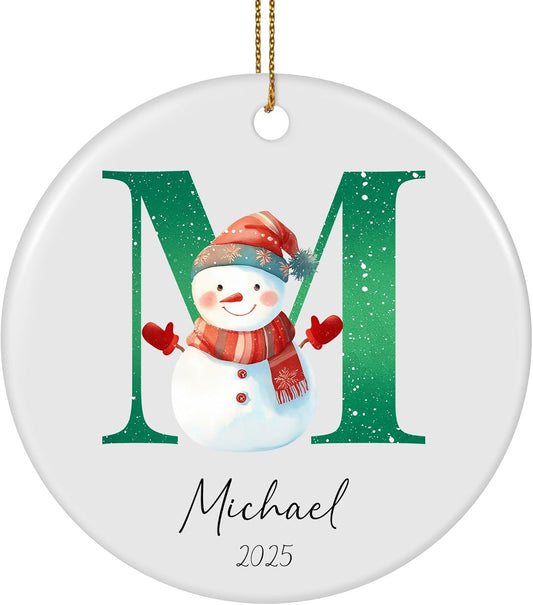 Personalized Christmas Ornaments 2025 Ceramic Custom Name Date Initial A-Z Monogram Christmas