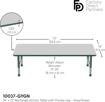 Factory Direct Partners FDP Rectangle Activity School and Classroom Kids Table (36 x 72 inch)