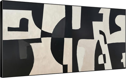 SIGNWIN 36"x72" Extra Large Framed Wall Art Black and White Abstract Geometric Design, Minimalist