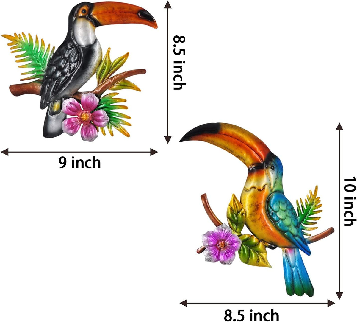 Metal Bird Wall Decor Toucan Tropical Outdoor Wall Art Suitable for Indoor and Outdoor Garden Fence