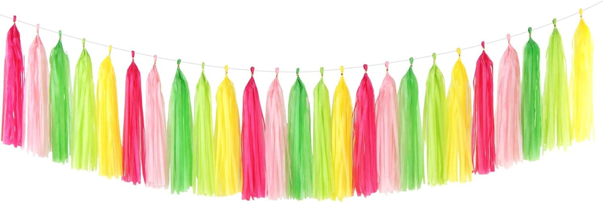 Hawaiian-Themed Pool Party-Decorations Tassel Garland - 25pcs Tropical Jungle Aloha Birthday