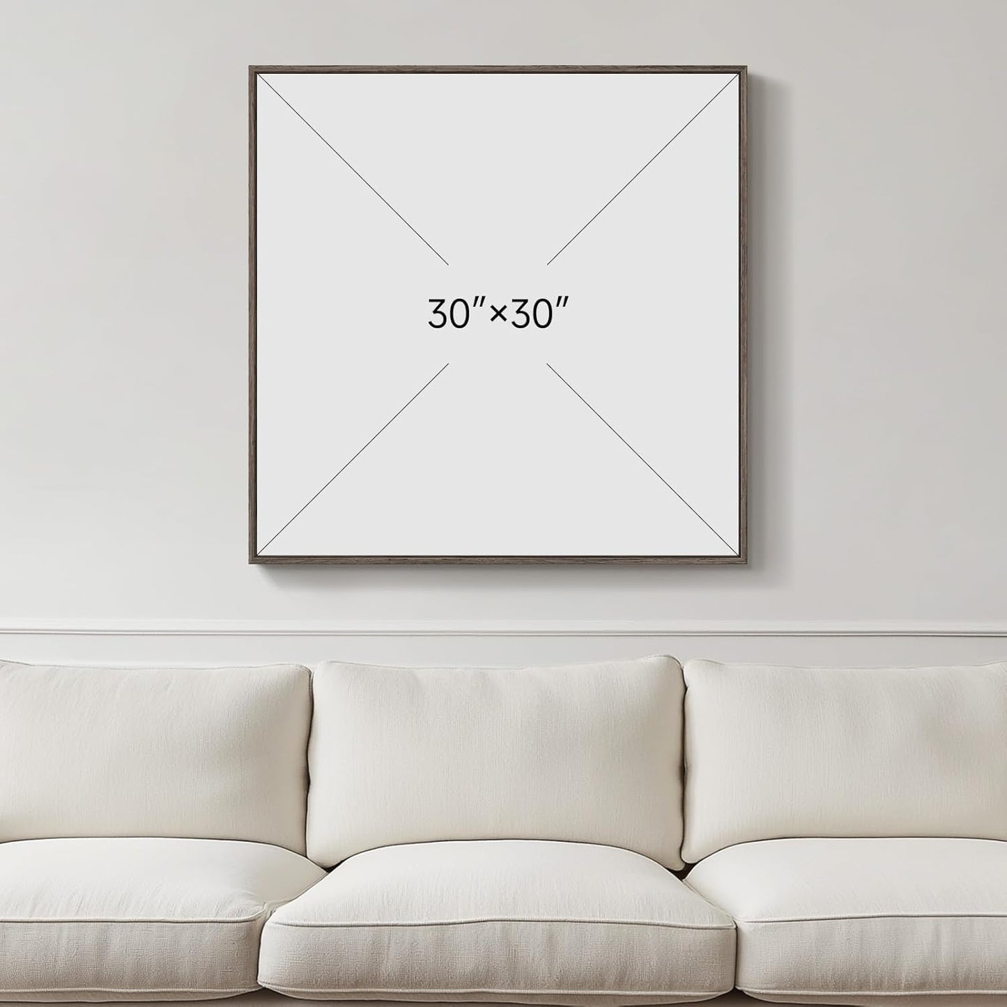 Framed Sage Green Abstract Wall Art, Modern Canvas Prints Artwork for Walls, Square Minimalist All