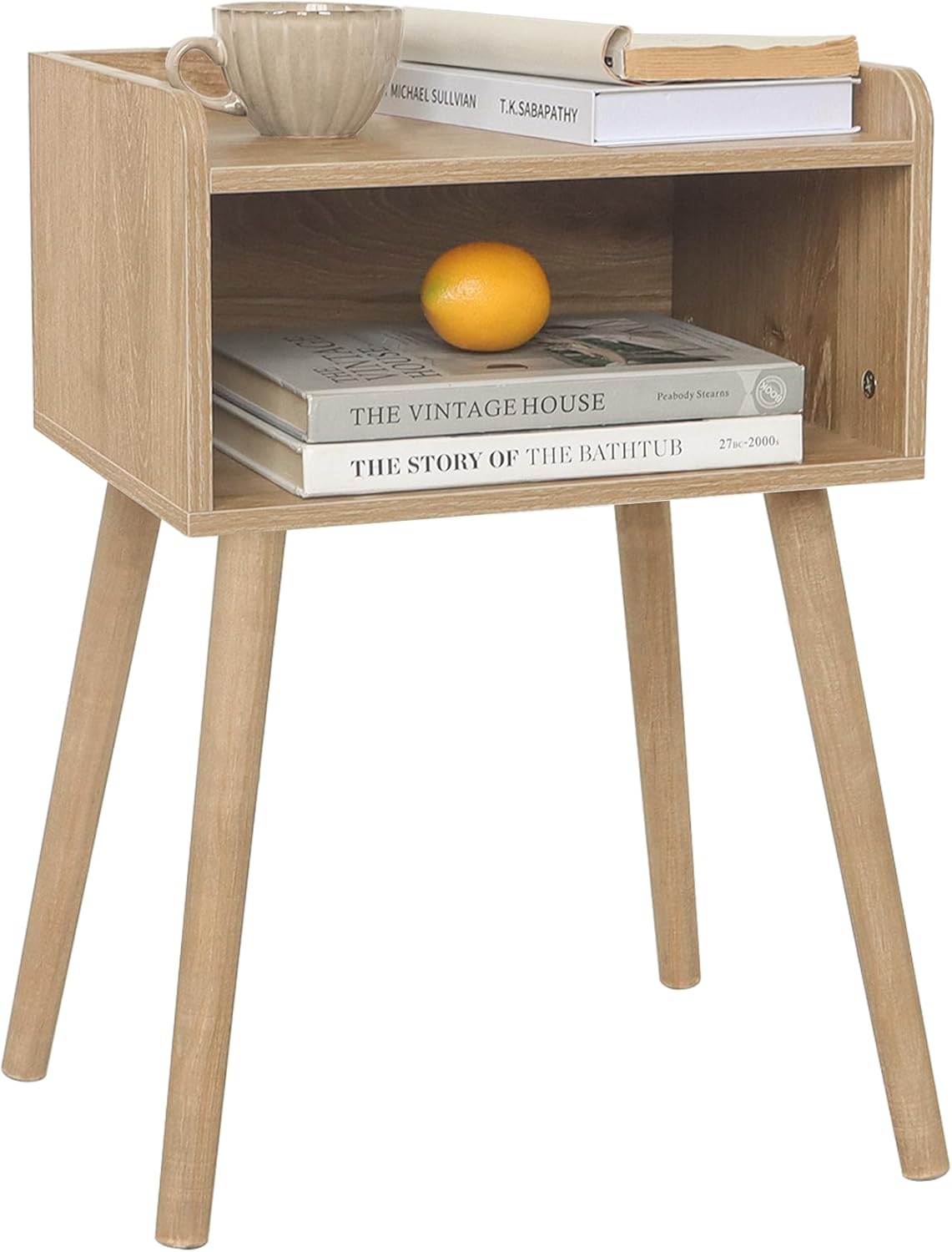 MaxSmeo Nightstand, Mid Century Modern Side Table Bedroom with Storage, Small End Bedside Table
