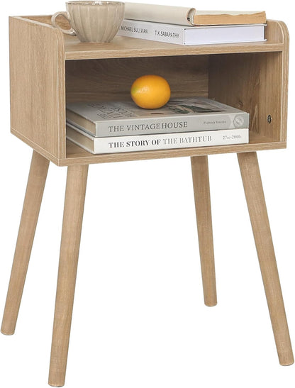 MaxSmeo Nightstand, Mid Century Modern Side Table Bedroom with Storage, Small End Bedside Table