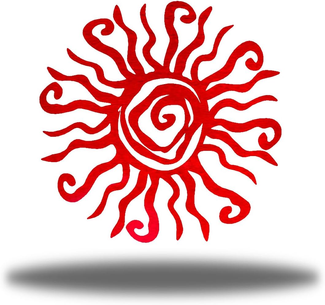Riverside Designs Wacky Sun Metal Wall Art Indoor/Outdoor Decor - 12" Red Rust Proof Wall Sculpture
