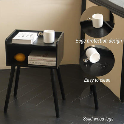 MaxSmeo Nightstand, Mid Century Modern Side Table Bedroom with Storage, Small End Bedside Table