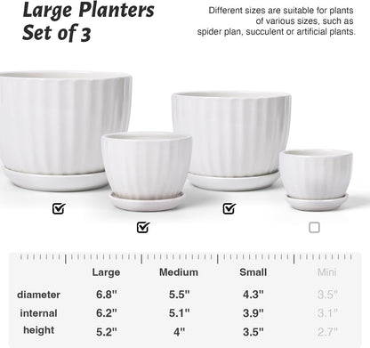 4/5/6 Inches Ceramic Plant Pots with Drainage Holes and Saucers, Round Flower Pots for Indoor