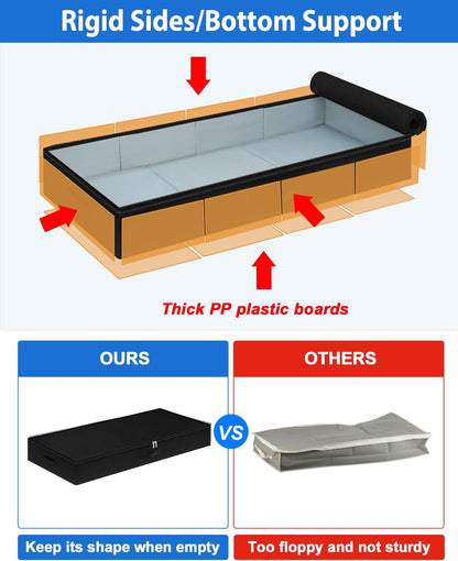 Under Bed Storage Containers, Low Profile Underbed Storage Bin 4.5 Inches Tall Clothes Storage