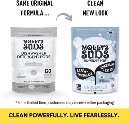 Molly's Suds Dishwasher Pods | Clean Dishwasher Detergent, Cuts Grease & Rinses Clean