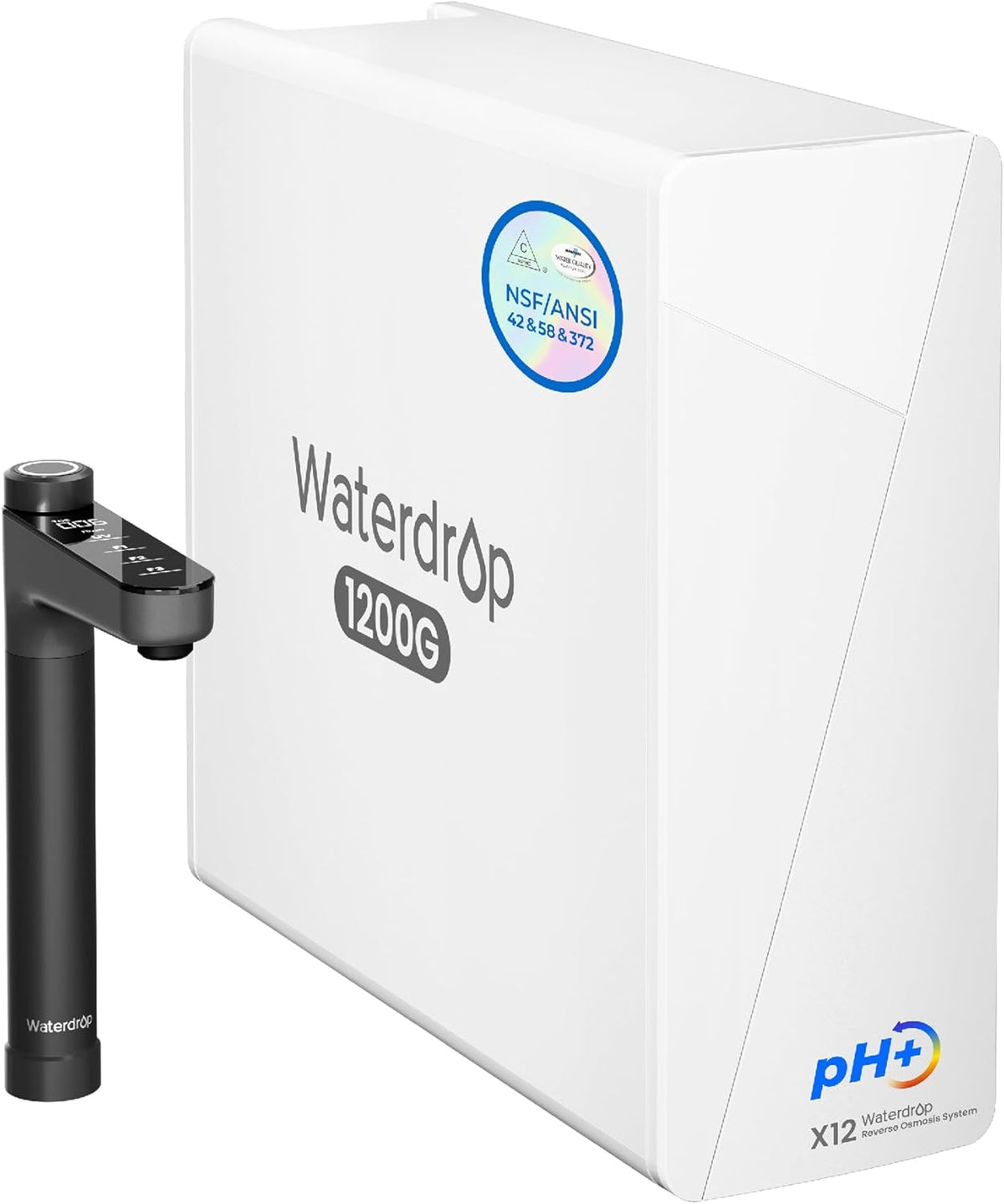 Waterdrop X12-Alkaline Mineral pH+ Tankless Reverse Osmosis System, NSF/ANSI 42&58&372 Certified