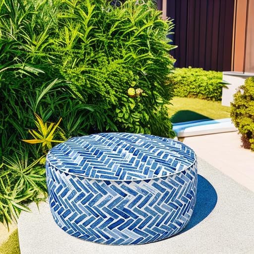 LVTXIII Indoor/Outdoor Inflatable Ottoman, All Weather Round Footrest Stool D21”x H9”, Portable for