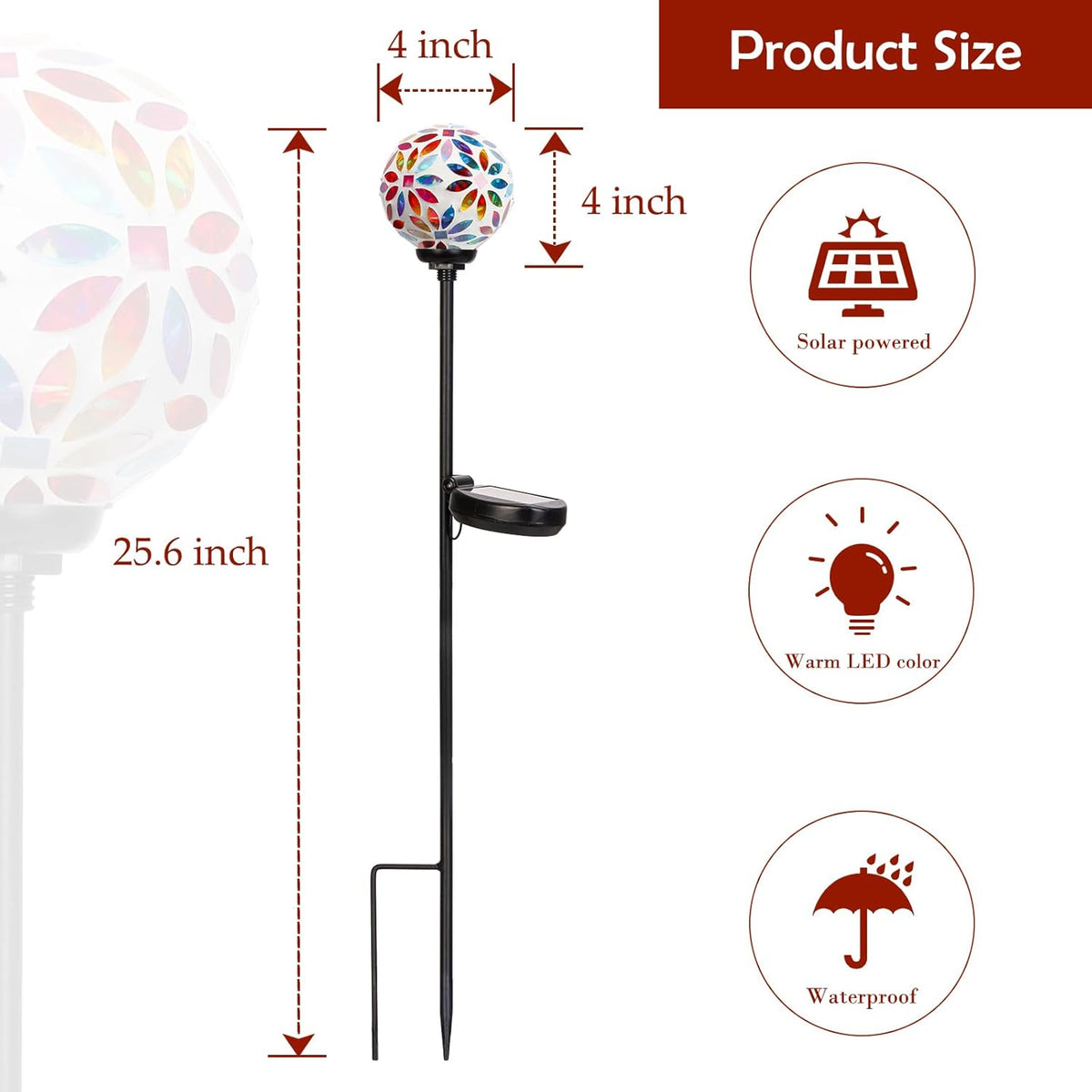 Afirst Solar Lights Outdoor Decorative - Solar Mosaic Garden Stakes Flower Decorative Lights