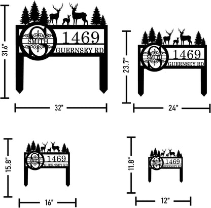 Personalized Deer Custom Garden Address Sign with Metal Stake, Housewarming Gift, Outside Camping