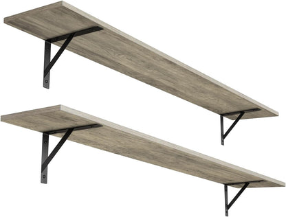 DINZI LVJ Long Wall Shelves, 55.1Inch Wall Mounted Shelves Set of 2, Extra Large Floating Storage