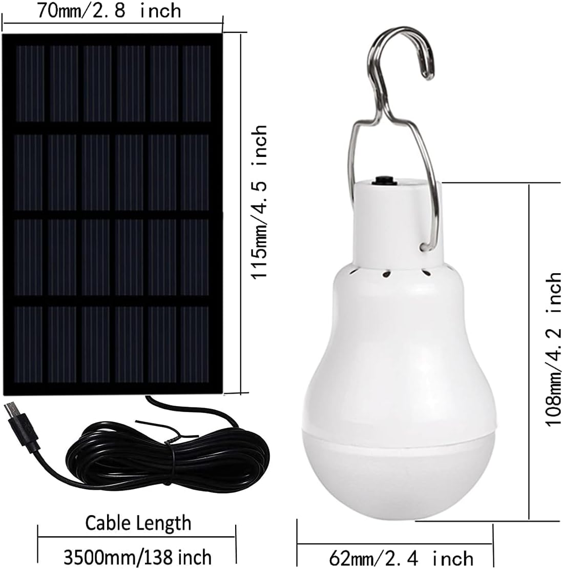 Solar Light Bulb Portable 350LM Solar Powered Camping Light Led Lantern Outdoor for Lamp Light