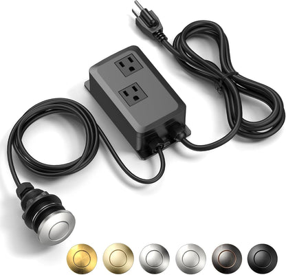 Garbage Disposal Air Switch Kit -Professional- Dual Outlet, Sink Top Waste Disposer On/Off, Garbage
