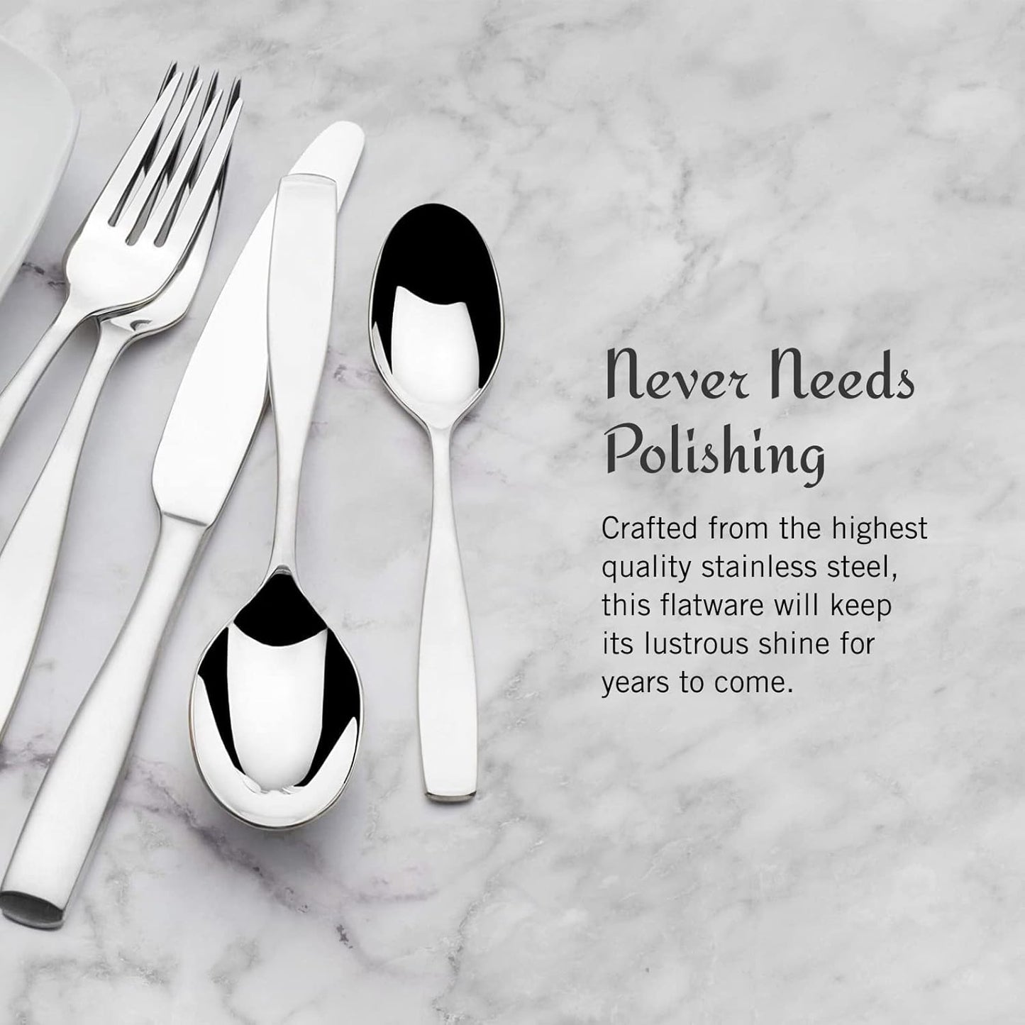 Mikasa Satin Loft 65-Piece Flatware Set for 12, 18/10 Stainless Steel Silverware with Forks