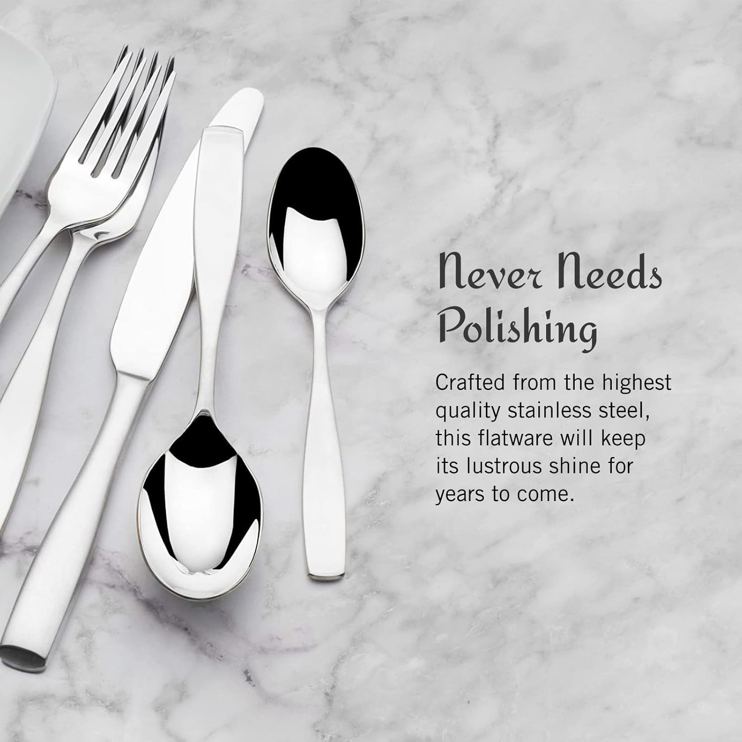 Mikasa Satin Loft 65-Piece Flatware Set for 12, 18/10 Stainless Steel Silverware with Forks