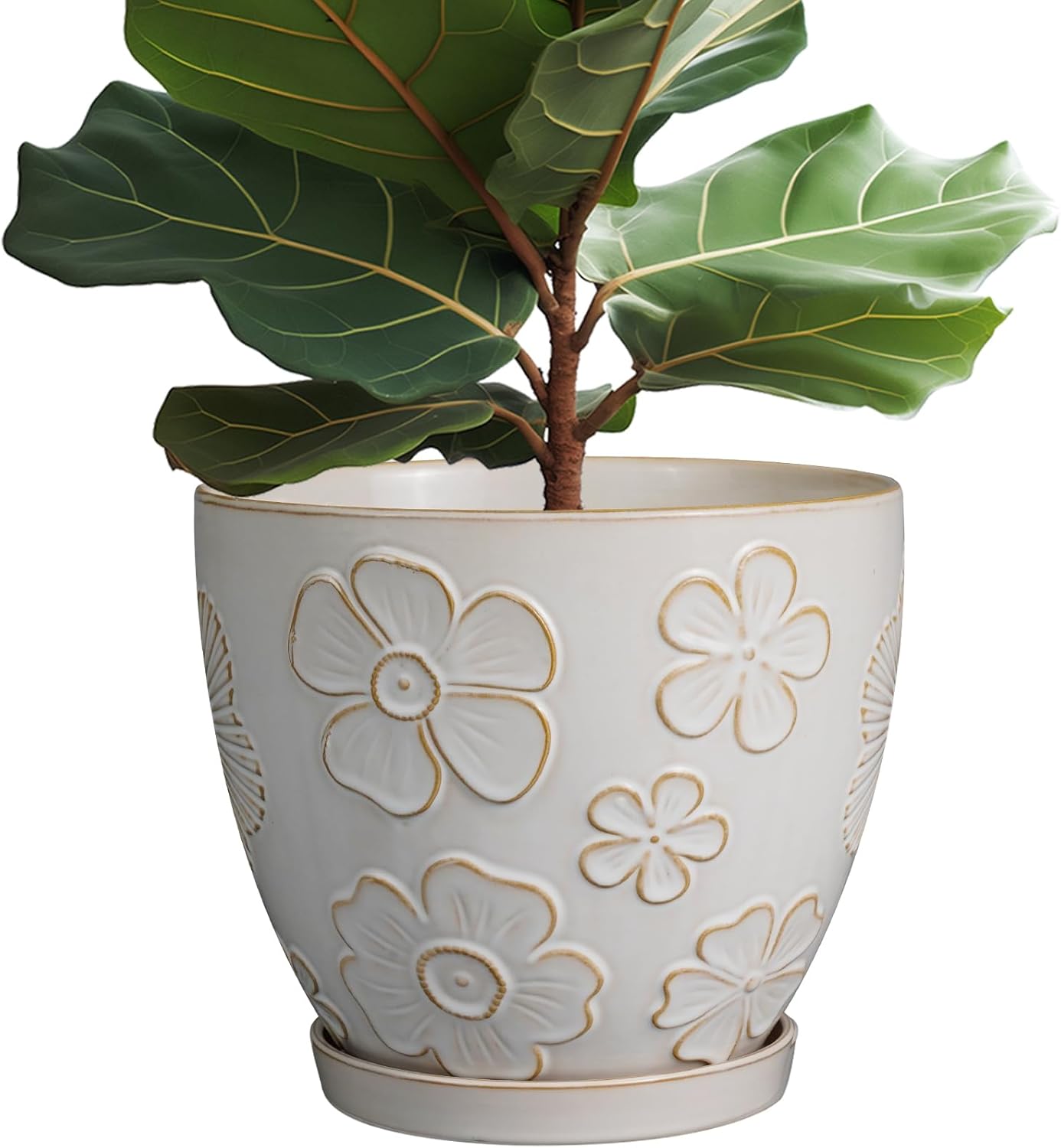 10 Inch Ceramic Planter Pot Large Plant Pot for Indoor Plants Outdoor Round Flower Pot with