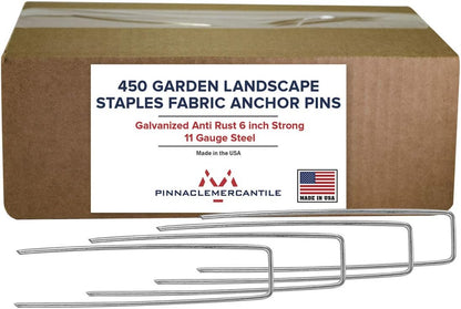 Pinnacle Mercantile USA Made 450 Pack Garden Landscape Staples Weed Barrier Fabric Stakes