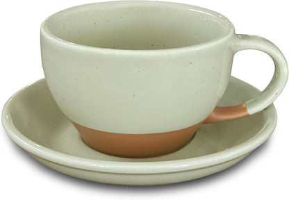 Mora Ceramic Latte Art Mug With Saucer - 10.5 oz, Round Bottom For Perfect Pours - Cafe Cups for