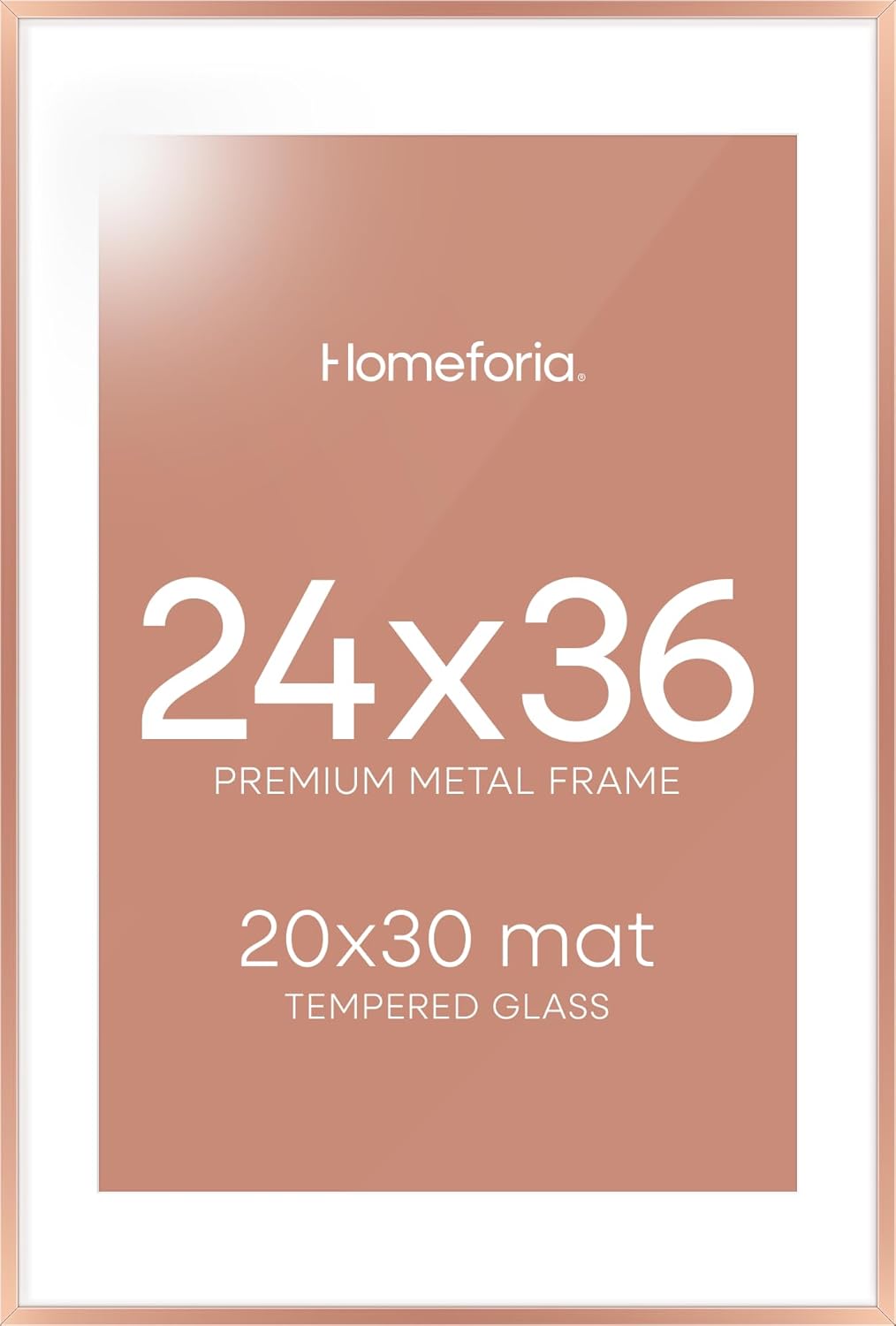 Homeforia 24 x 36 Poster Frame Rose Gold, Premium 24x36 Puzzle Frame Metal Matted to 20x30 Photo