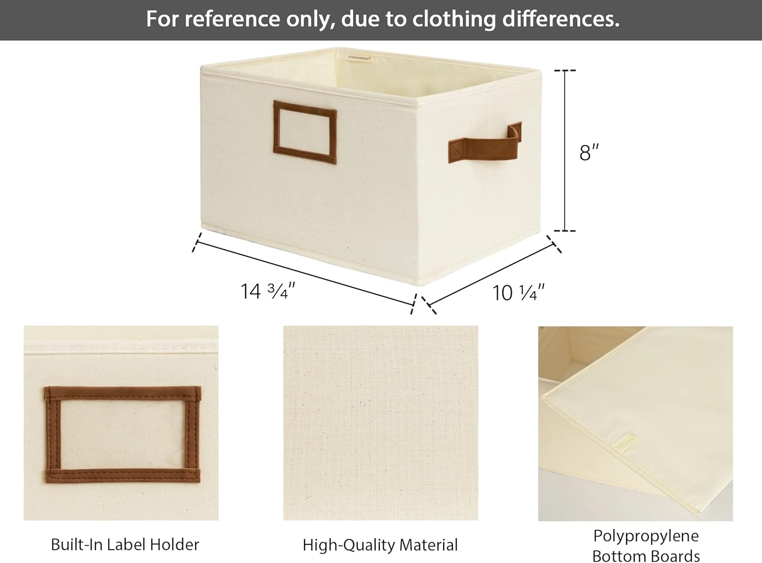 StorageWorks Storage Baskets for Shelves, Foldable Fabric Closet Storage Bins with PU Handles