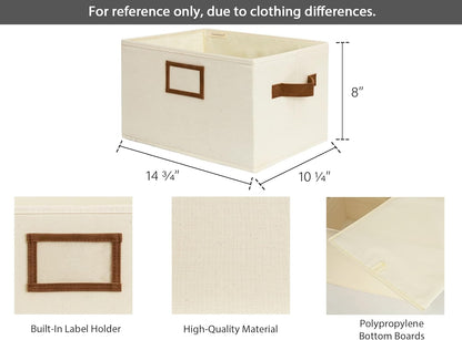 StorageWorks Storage Baskets for Shelves, Foldable Fabric Closet Storage Bins with PU Handles