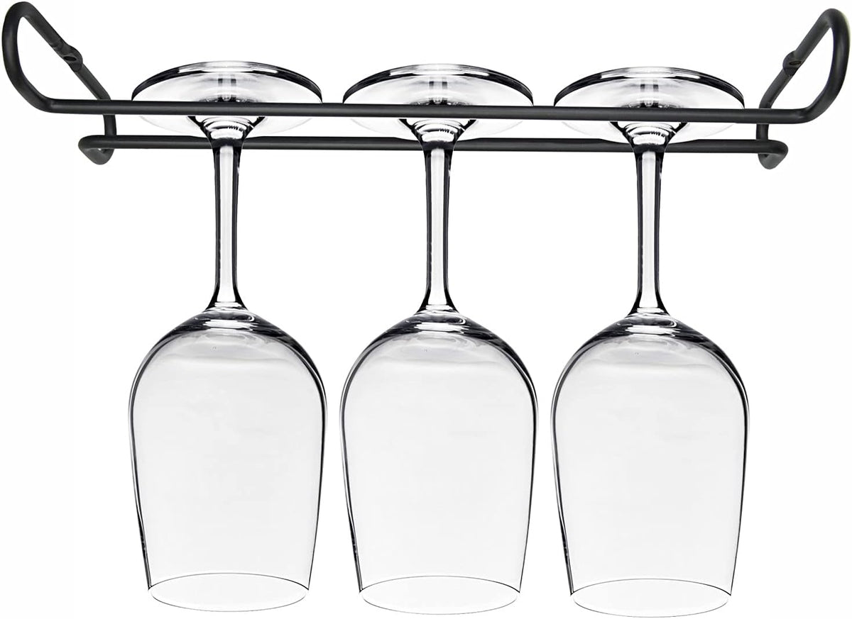 10 Inch Wine Glass Rack Under Cabinet Shelf Stemware Storage Hanging Hanger Organizer Glasses