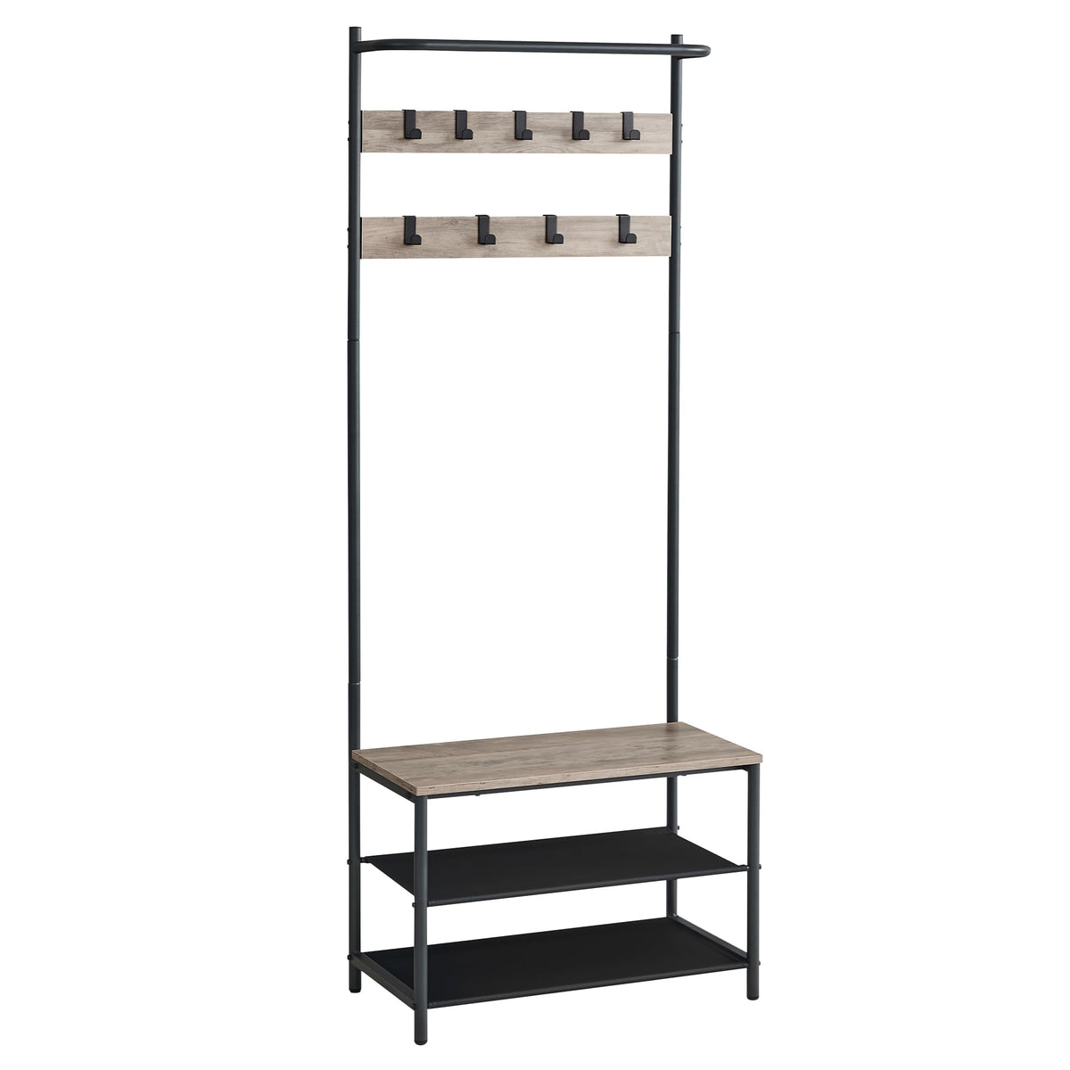 VASAGLE Hall Tree with Bench and Shoe Storage, Entryway Bench with Coat Rack Stand and Shoe Rack, 9