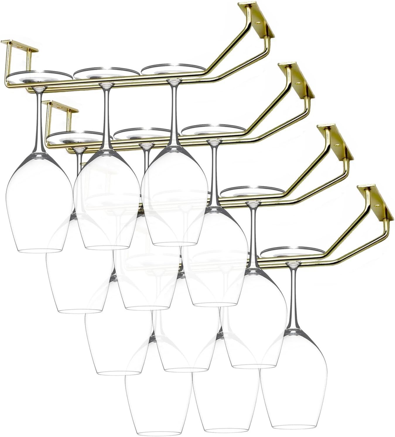 10.8 Inch Gold Wine Glass Rack, Under Cabinet Wine Glass Holder, Wine Glass Hangers Under Shelf