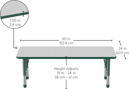 Factory Direct Partners FDP Rectangle Activity School and Classroom Kids Table (24 x 60 inch)