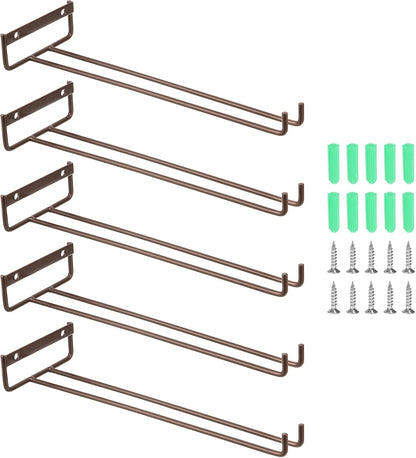 uxcell 5Pcs Wine Glass Rack, 11.81 Inch Iron Wine Glasses Rack Under Cabinet Stemware Rack - Wall