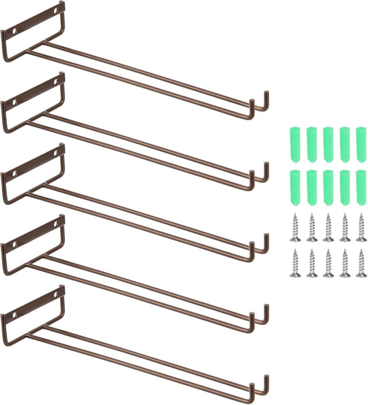 uxcell 5Pcs Wine Glass Rack, 11.81 Inch Iron Wine Glasses Rack Under Cabinet Stemware Rack - Wall
