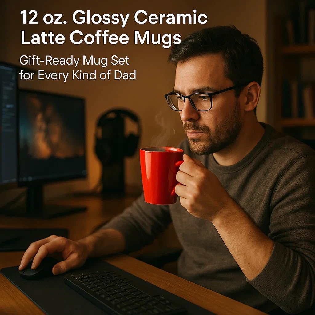 DISCOUNT PROMOS Glossy Ceramic Latte Coffee Mug 12 oz. Set of 10, Bulk Pack - Perfect for Tea