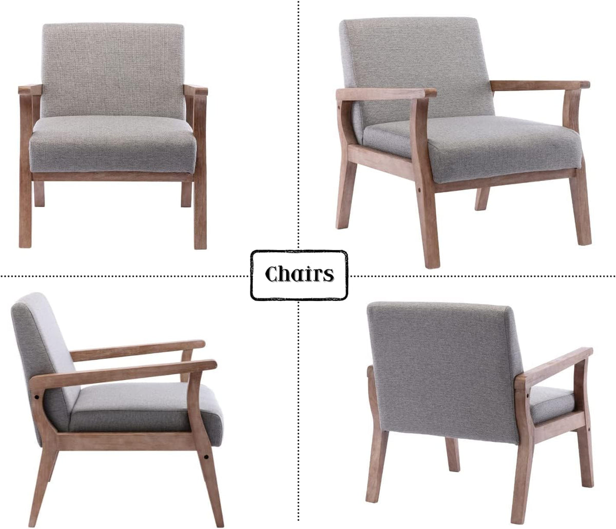 Upholstered Recliner Chair Mid Century Modern Accent Chair Comfy Fabric Armchair Indoor Corner
