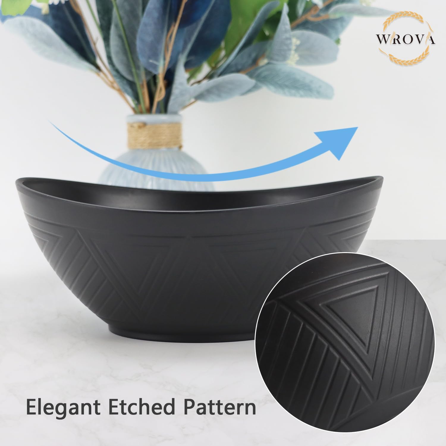 65oz Big Wheat Straw Bowls - Large Salad Bowls set of 6 - Unbreakable Serving Bowls - Microwave &