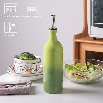 Sweejar Large Ceramic Olive Oil Dispenser Bottle, Opaque Oil Cruet Protects Oil to Reduce