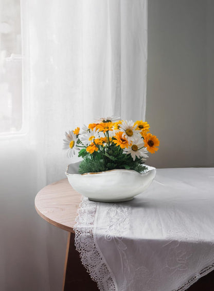 Serene Spaces Living Medium Free-Form Edge Glazed Ceramic Bowl – Stylish Fruit Bowl, Dinnerware