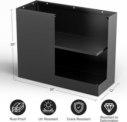 Tall Metal Cube Planter for Outdoor Plants 36" L x 12" W x 26" H, Heavy Duty Steel Large Planter