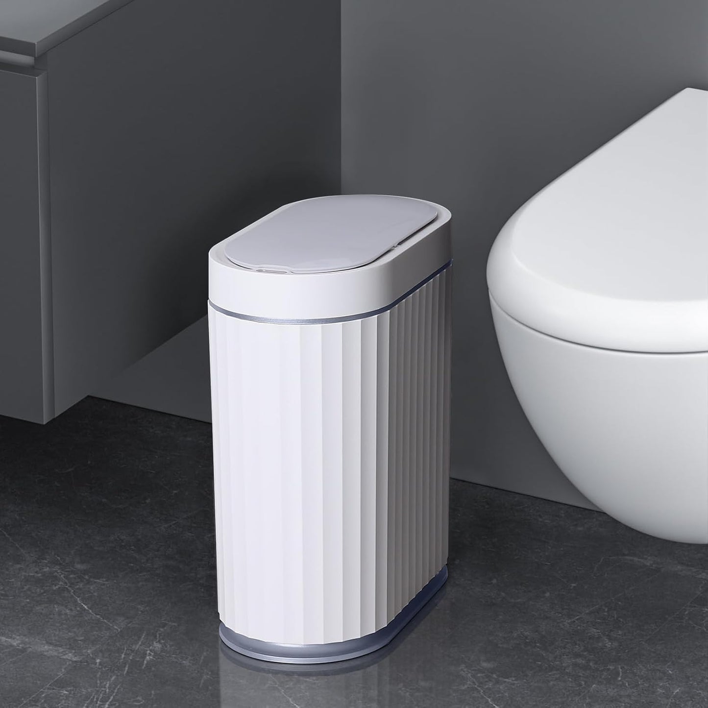 ELPHECO Bathroom Motion Sensor Trash can 2 Gallon Automatic Garbage Can, Slim Plastic Smart Trash