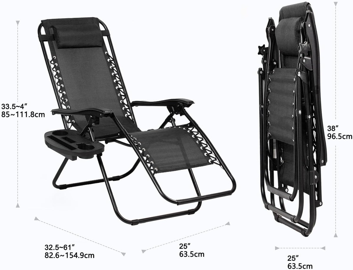 Nazhura Set of 2 Relaxing Recliners Patio Chairs Adjustable Steel Mesh Zero Gravity Lounge Chair
