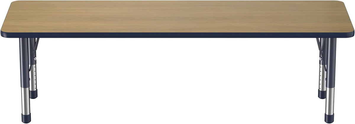 FDP Rectangle (24 x 60 inch) Classroom Table with Adjustable Chunky Toddler Legs (15-24 in);