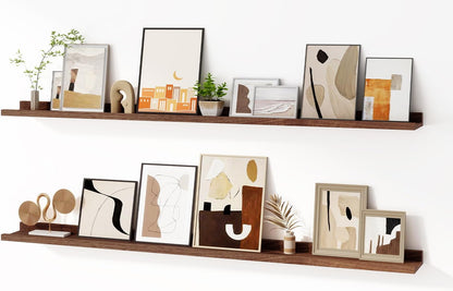 Floating Picture Ledge Shelves for Wall Set of 2, 55 Inches Picture Shelf with Ledge, Nursery Book