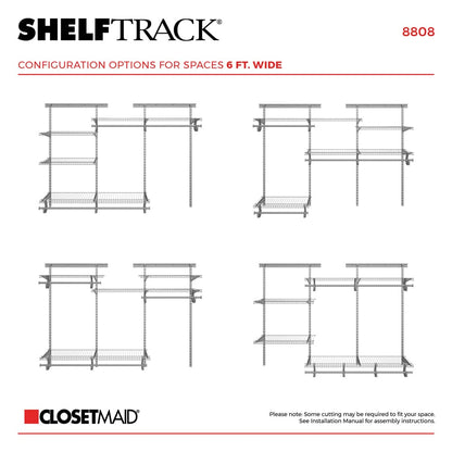 ClosetMaid ShelfTrack Wire Closet Organizer System, Adjustable from 4 to 6 Ft., with Shelves