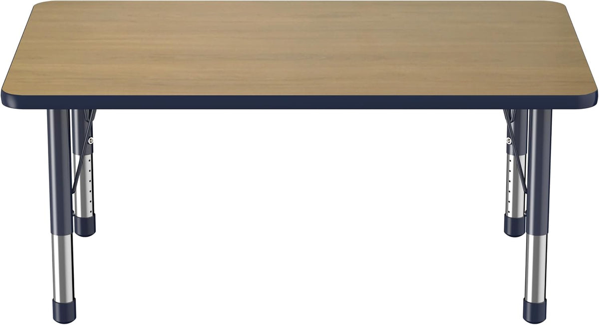 FDP Rectangle (30 x 48 inch) Classroom Table with Adjustable Chunky Toddler Legs (15-24 in);