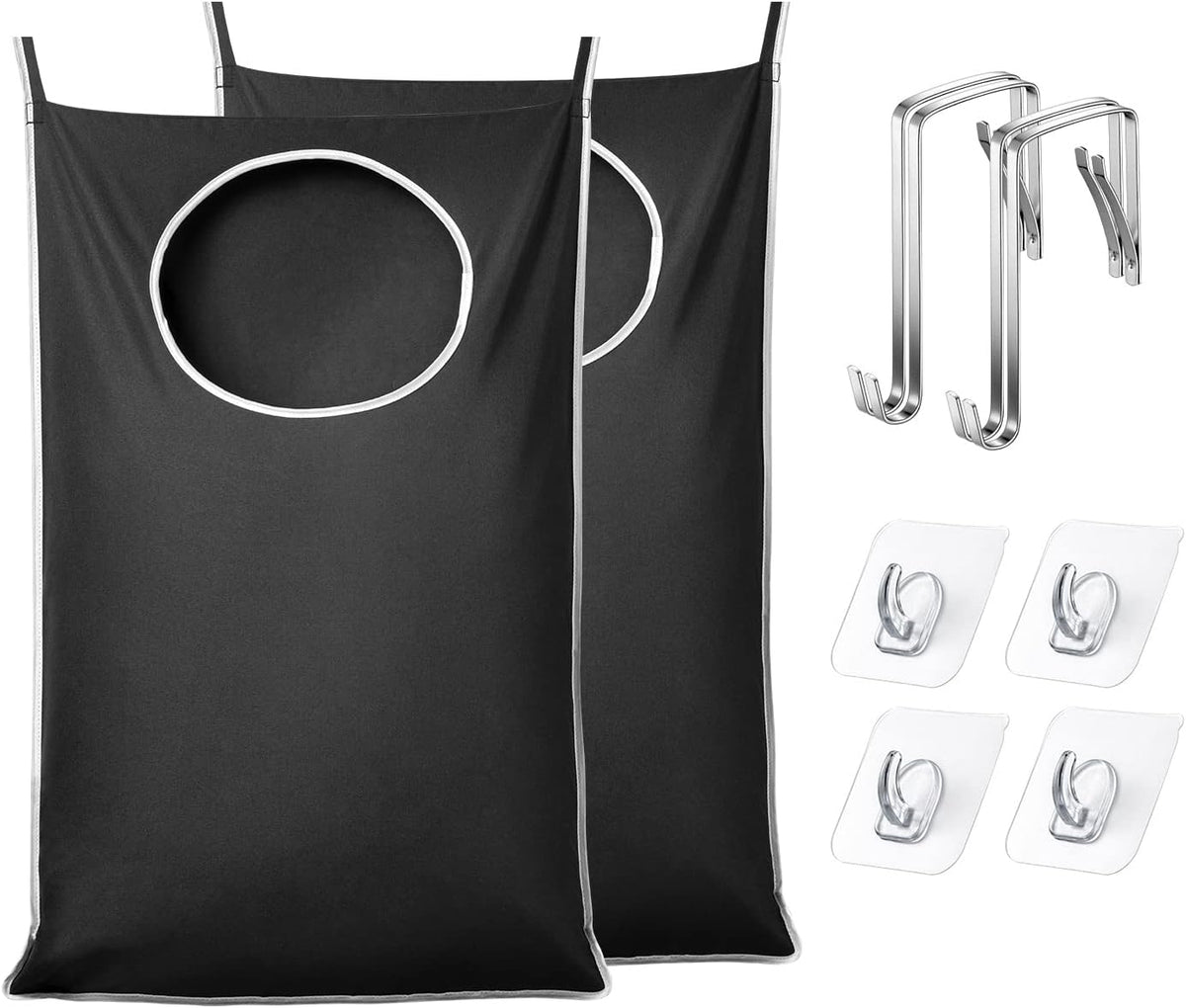 KEEPJOY 2 Pack Door Hanging Laundry Hamper, XL Hanging Bag with Large Opening and 2 Hooks for Whole